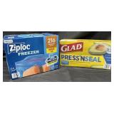 Ziploc freezer bags 216 ct.Glad pressï¿½n seal