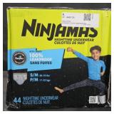 Ninjamas nighttime underwear size S/M 44 count