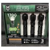 3pk. 1700Lumen Dual Power Flashlights