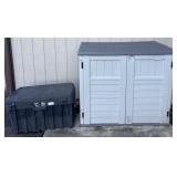 Suncast deck box with 2 doors & Contico deck box,