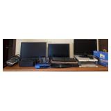 Group of electronics: 3 monitors, APC battery