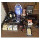Group of electronics, headphones, cassette