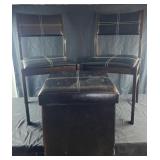 2 faux leather chairs and storage ottoman