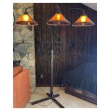 3-light dimmable floor lamp with amber shades,
