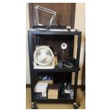 Mobile media cart with group of electronics,