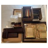 Collection of picture frames & wall shelves