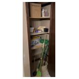 Contents of bathroom closet, spin scrubber, clog