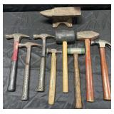 Group of hammers and mini anvil