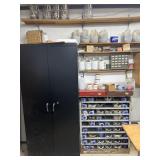 Metal storage cabinet & contents, metal storage