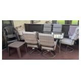 Patio table with set of 6 chairs, swivel chair, 3