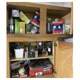 Contents of garage cabinets, light bulbs, motion
