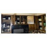 Contents of 3 upper kitchen cabinets,