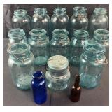 Group of antique and vintage canning jars and