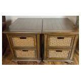 Pair of wooden end tables, each with two drawers,