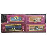 4 MTH train cars, Hooker tank car, 2-PS-2 Hoppers