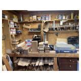 Contents of workbench and wall, premium lumber,