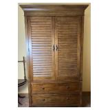 Armoire and bedding, 48ï¿½ x 23ï¿½ x 81ï¿½ high