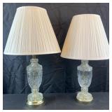 2 glass table lamps, 20ï¿½-21.5ï¿½ high, one has chip