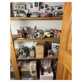 Group of decorative buildings, cars, tea set and