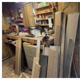 Contents of workbench and tool cabinet, hardware,