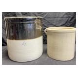 2 antique stoneware crocks, 4 gal.