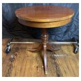 Vintage pedestal drum table, 23.5ï¿½ x 26ï¿½ high