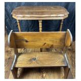 Antique table and pine bench, table: 30ï¿½ x 17ï¿½ x