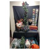 Group of holiday decorations, ornaments, wreaths,