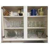 Contents of 2 kitchen cabinets, decorated