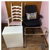 Rocking chair, hamper, office chair and rolling