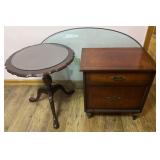 Hi-Hat Record cabinet, round table and oval glass