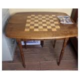 Wooden game table with checkers, 30ï¿½ x 22ï¿½ x 27ï¿½
