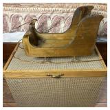 Redmond wooden chest and decorative sled, 28ï¿½ x