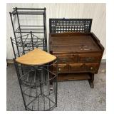 Side table, 3 metal racks and cast iron grate