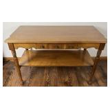 Vintage two-tier wood console table with single