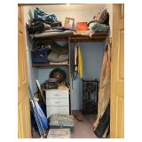 Contents of garage closet, battery charger,