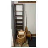 Foot stool, shelf, broom & decorative washer