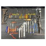 Group of hand tools and clamps