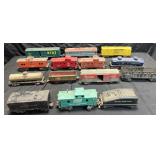 14 train cars, vintage passenger, coal tender,