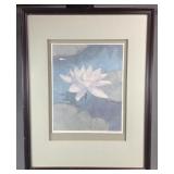 Framed vintage lithograph print titled Lotus Pond