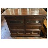 6 drawer chest with 2 drop down glass doors, 48'