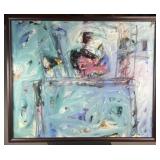 Framed unsigned oil on canvas depicting