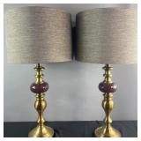 Pair of decorated table lamps, 27' high