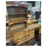 3 piece desk, dresser and lighted shelves, 40' x