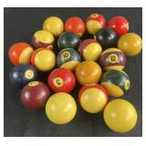 21 vintage billiard balls