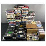 Collection of VHS tapes, DVD's, CD's, Play