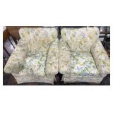 Pair of upholstered armchairs with floral