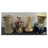 4 decorated vases, Amphora Austrian Art Nouveau