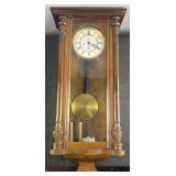 Antique walnut Vienna regulator wall clock, with