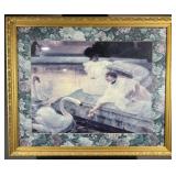 Framed Joseph-Marius Avy. print 'The Swans', as